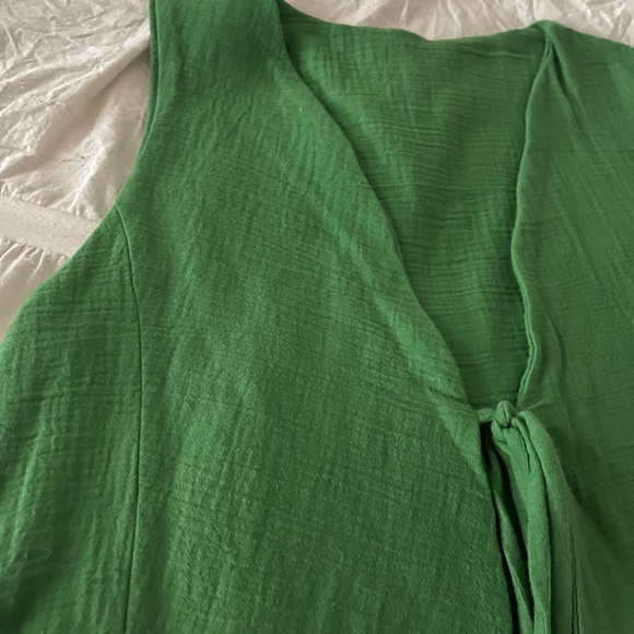 Green Sleeveless Women's Tie Top - Picture 2 of 5